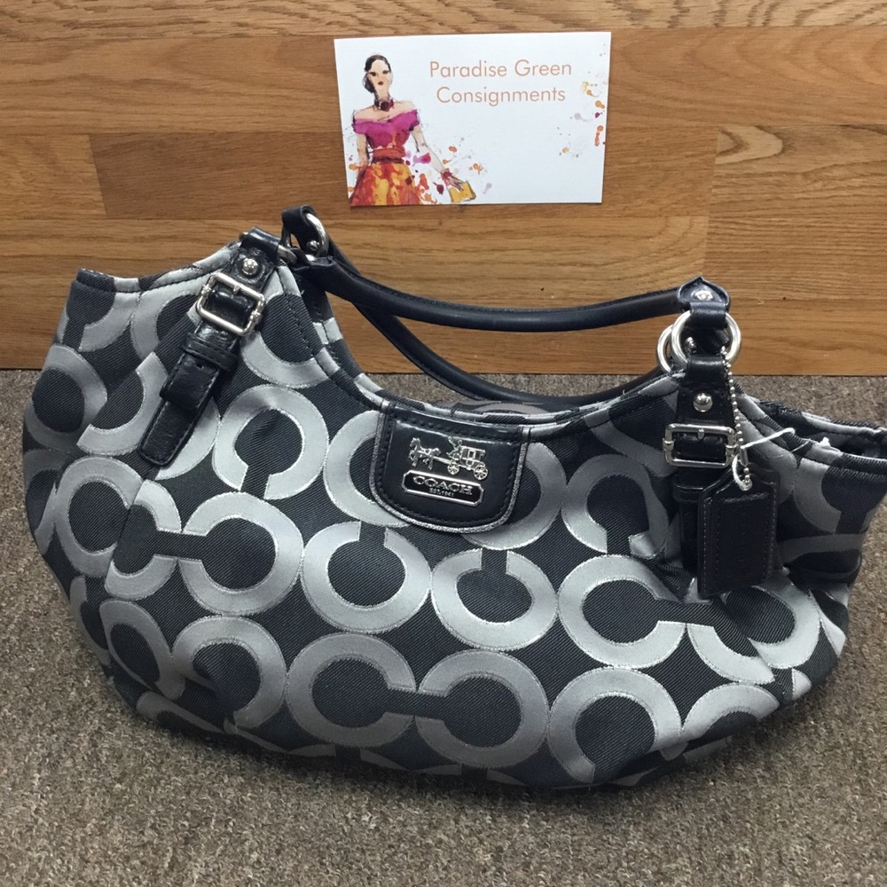 Coach black signature shoulder bag